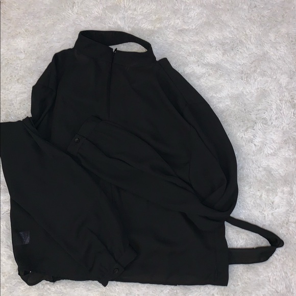🚨HOSTPICK 🛍️Black Fashion Nova top open back tie around no collar zip up top🎁 - Picture 10 of 16